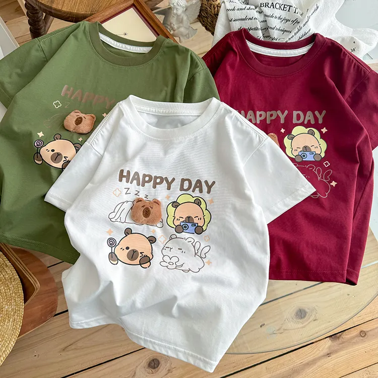 【主播推荐】儿童夏季小熊玩偶洋气ins短袖T恤凉感上衣DX25286