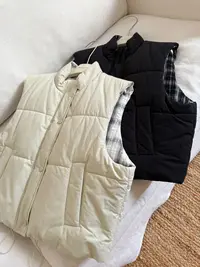 miss muzi“豌豆马甲”两面穿~高级色织格纹100%棉厚实保暖棉服外套
