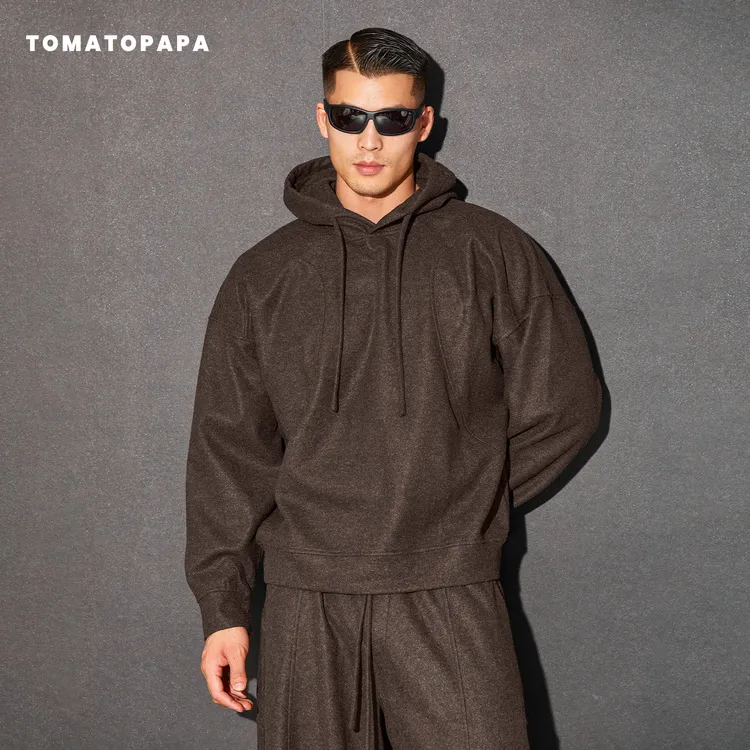 TOMATOPAPA休闲慵懒风连帽卫衣套装男秋冬宽松百搭高级感运动套装