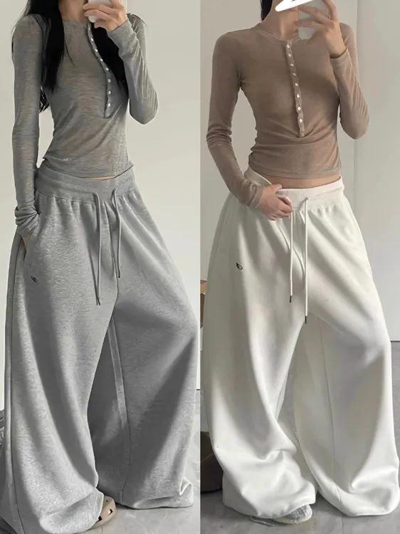 美式慵懒风松弛感潮流卫裤女2025新款宽松束脚抽绳嘻哈跳舞运动裤