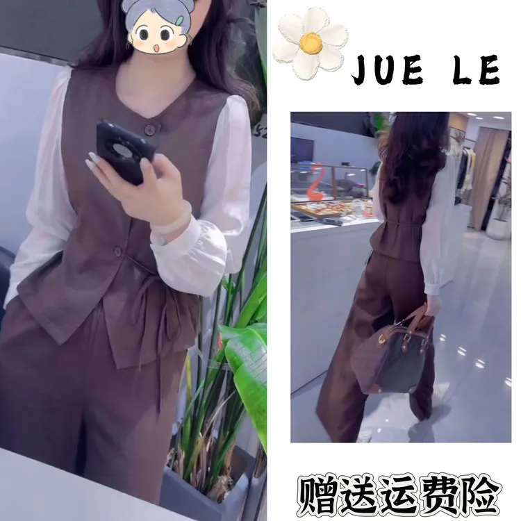 2025秋季新款时尚显瘦气质女士网红洋气两件套百搭款D22075