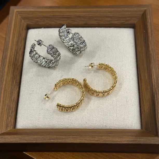 铜合金耳饰 GULUM 990 蕾丝花边耳圈高级感欧美时尚