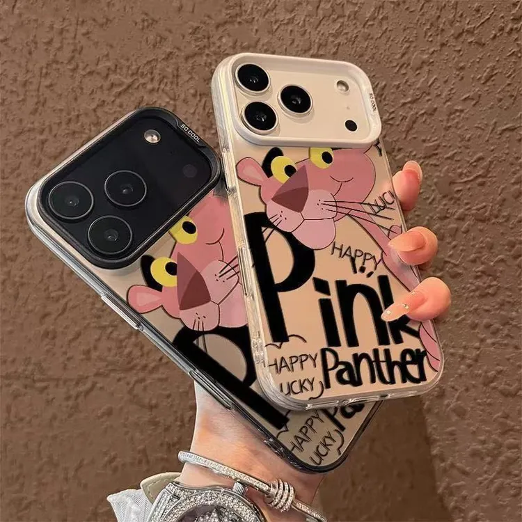 浮雕粉色豹子适用苹果1IR手机壳新款iPhone17Pro彩银壳17Promax