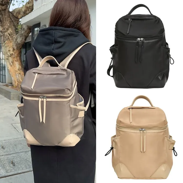 轻奢新款双肩包女休闲雅丹电脑背包通勤上班包女士轻便大容量背包