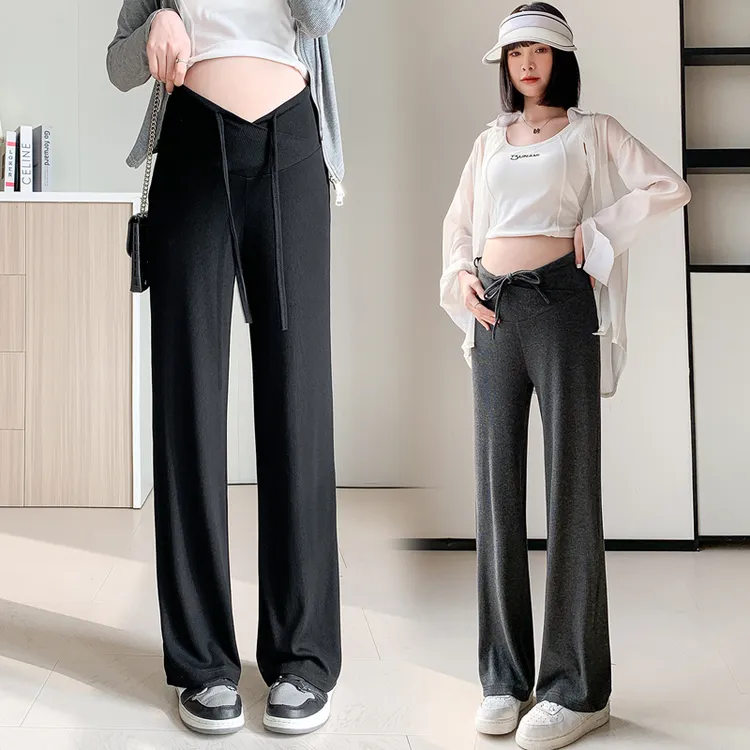 孕妇裤子夏季薄款外穿2025新款宽松直筒阔腿裤显瘦低腰垂感休闲裤