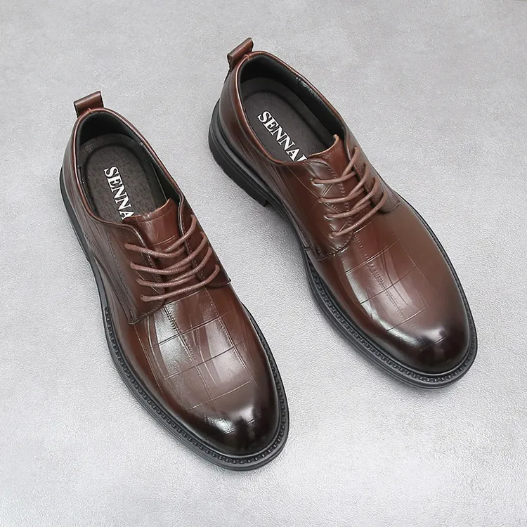 头层牛皮商务休闲德比鞋男英伦风时尚真皮正装皮鞋舒适新郎结婚鞋