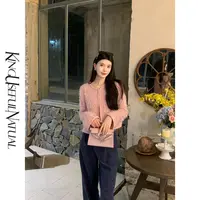 KUN【人面桃花】质感小香 细闪银丝弹力小香粉色秋季好看外套上衣