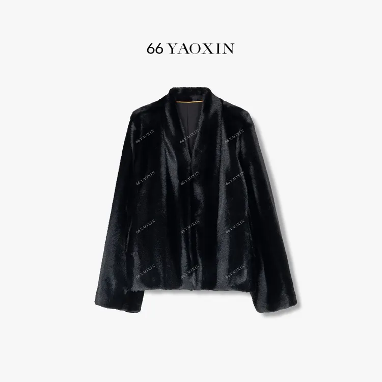 66YAOXIN | 黑钻雪镜 | 短款V领环保外套光泽宝嘉美级别外套