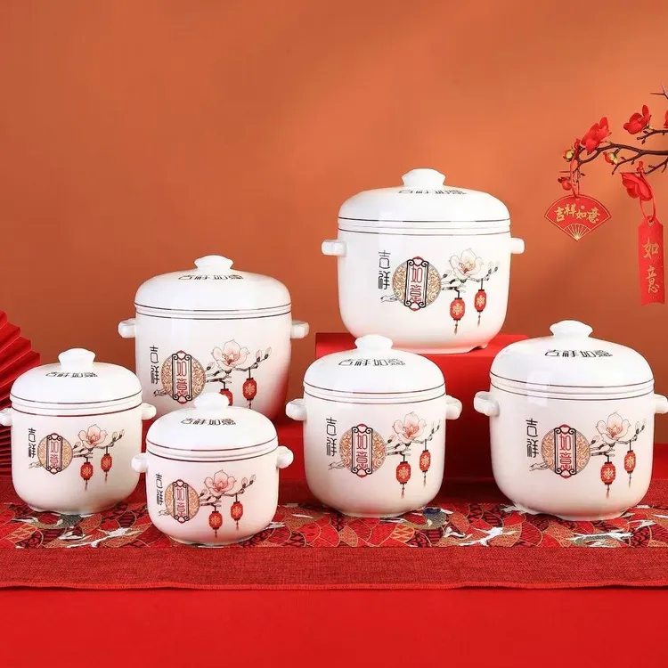 新疆乌市发货陶瓷双盖炖盅隔水炖家用煲汤炖汤盅煲炖罐燕窝炖燕窝