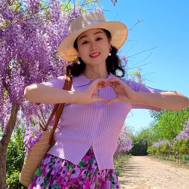 【快乐天使专属】新款针织上衣细坑条显瘦气质翻领开衫女