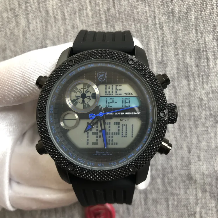 欧美时尚潮流品牌shark男表，双机芯，高品质，专柜高价，捡漏款