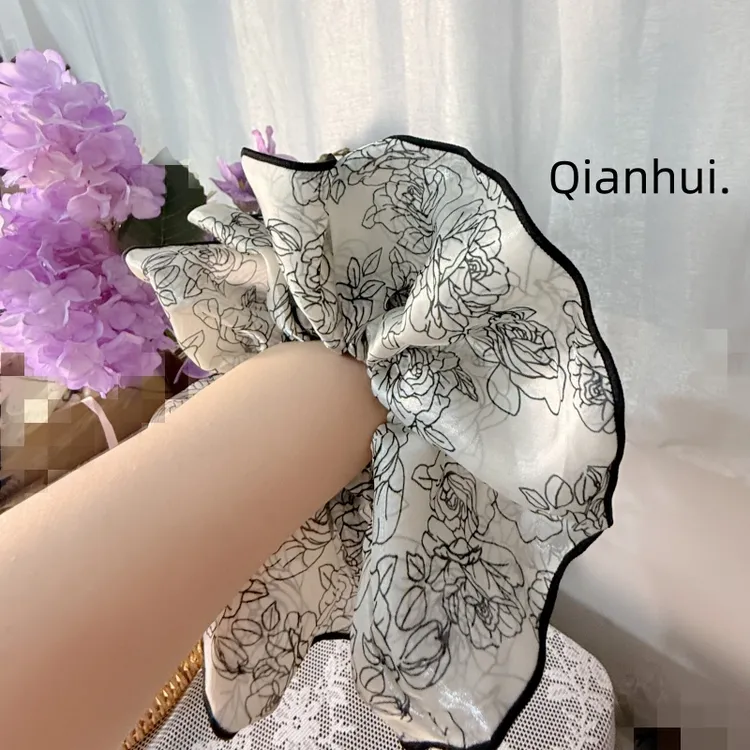 国风水墨画发绳日韩发圈气质甜美风复古女夏季优雅法式韩版韩式