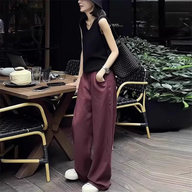 百搭休闲简约潮流阔腿裤2025新款好穿气质显瘦垂感好看高腰休闲裤