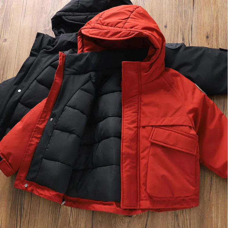 高品质童装男童秋冬夹棉加厚连帽棉服~儿童中大童工装风保暖棉袄A