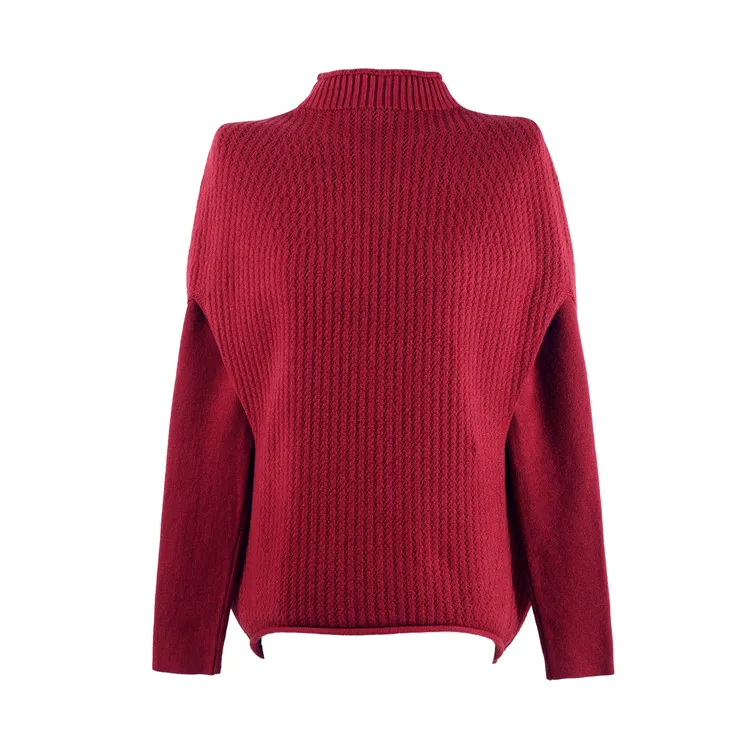 2025冬季新款时尚女半高领肌理针织上衣软糯亲肤质感HBZX918551