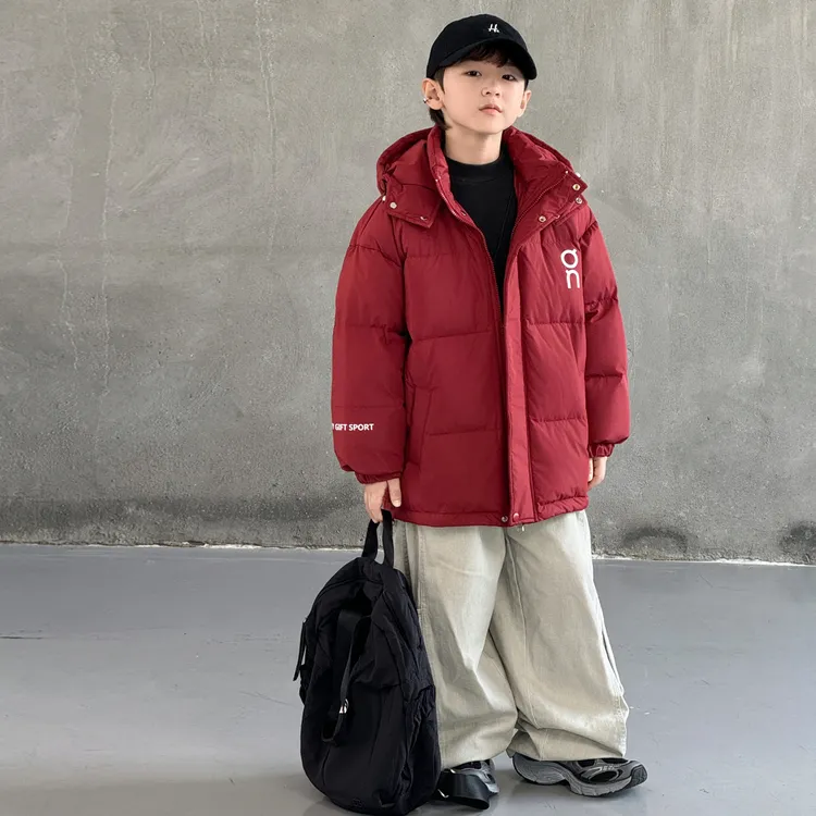 男童加厚羽绒服红色外套本命年6-12岁中大童年服保暖儿童上衣男孩