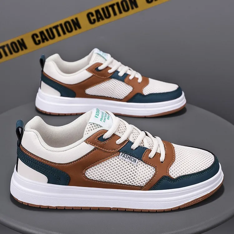 男鞋夏季透气薄款2025新款潮流百搭防臭运动休闲网面板鞋男士网鞋