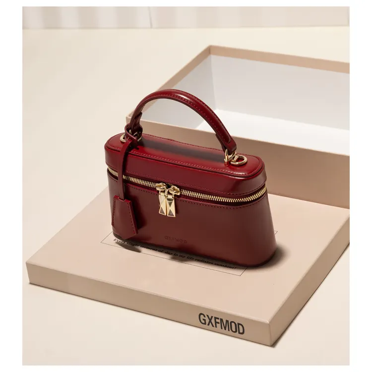 GXFMOD原创设计牛皮盒子包2025高级感时尚斜挎包新娘包喜庆结婚包
