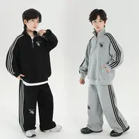 象小爸【三杆XP双色套装】2025秋冬新款字母套头中大童男休闲风套装