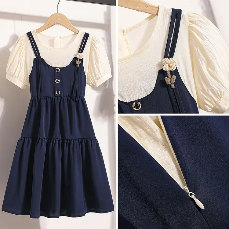 女童裙子夏季新款洋气中大童连衣裙时髦小女孩儿童夏装雪纺裙