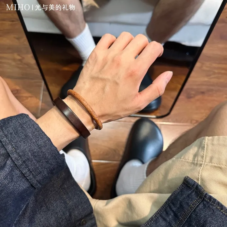 合金皮质手链 【极简主义刚需】复古简约牛皮手链男士饰品时尚百搭