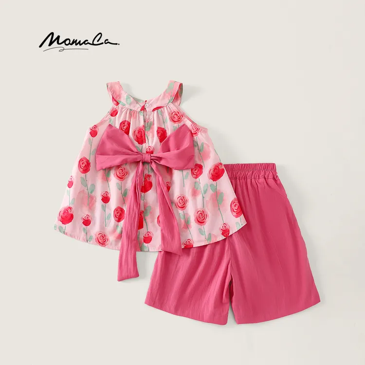 MOMOCO女童2025新款森系夏季薄款时尚印花甜美套装77630578243