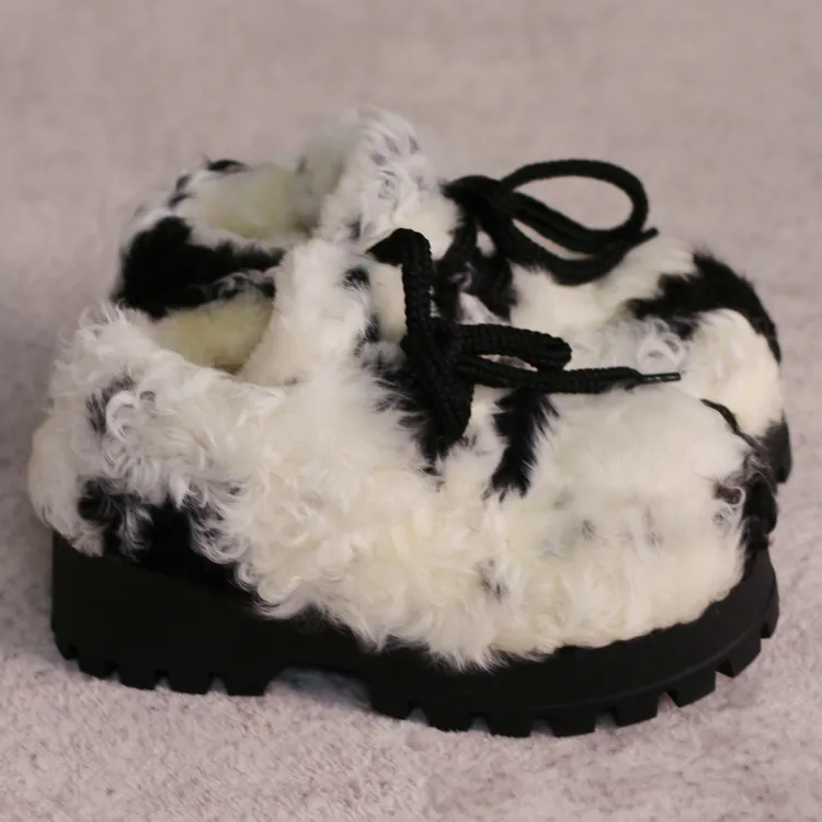 6098-3玛拉沁冬季米奇头系带厚底低帮舒适时尚休闲百搭英伦风圆头