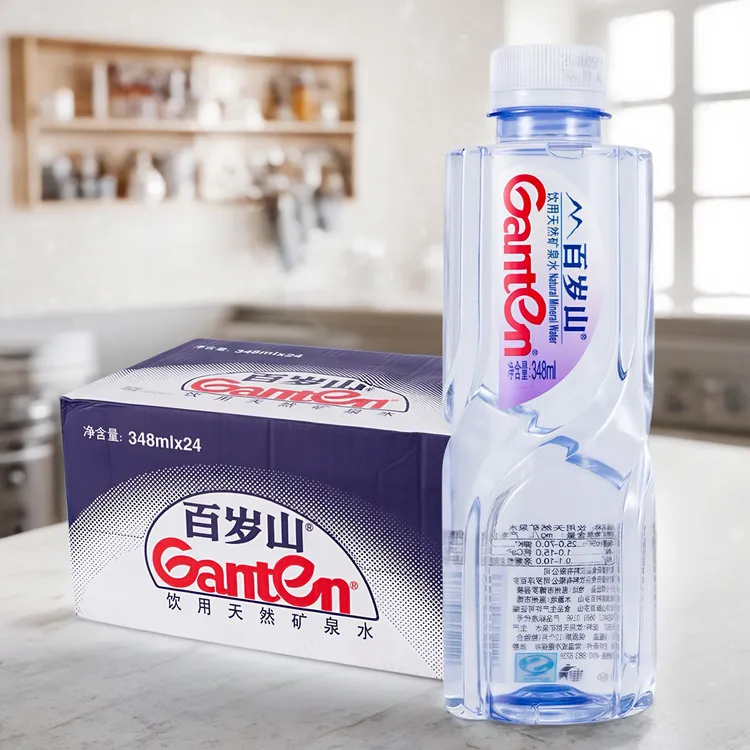 新日期348ml/瓶*8瓶百岁山饮用天然矿泉水运动便携式正品会议商用