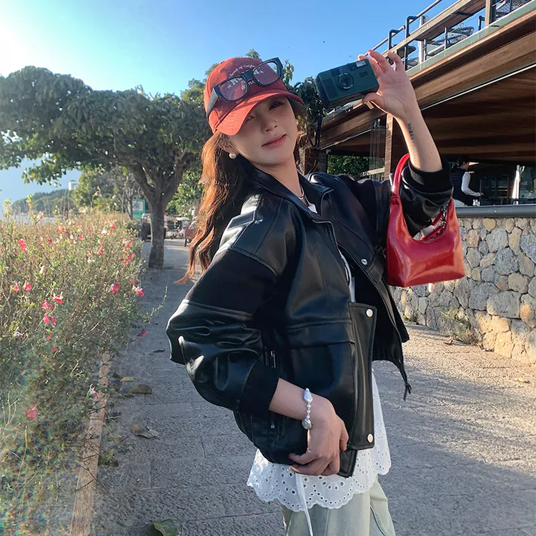 酷飒风黑色皮衣短款外套女2025秋新款今年流行超火休闲百搭夹克