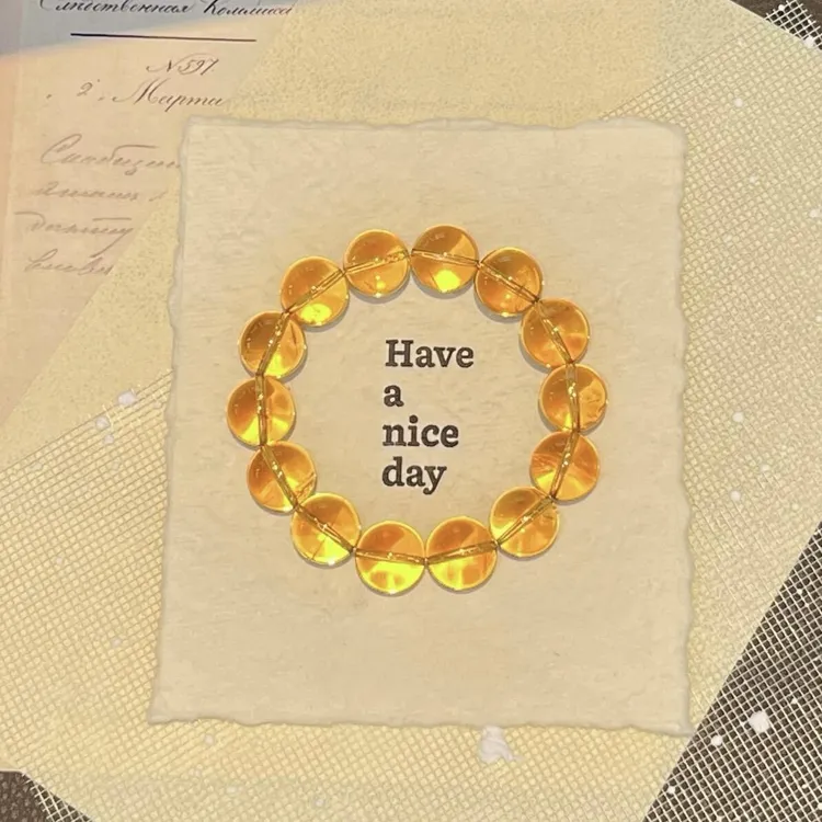 大颗粒12mm黄水晶手链男女黄塔晶招财转运手串素圈情侣款生日礼物