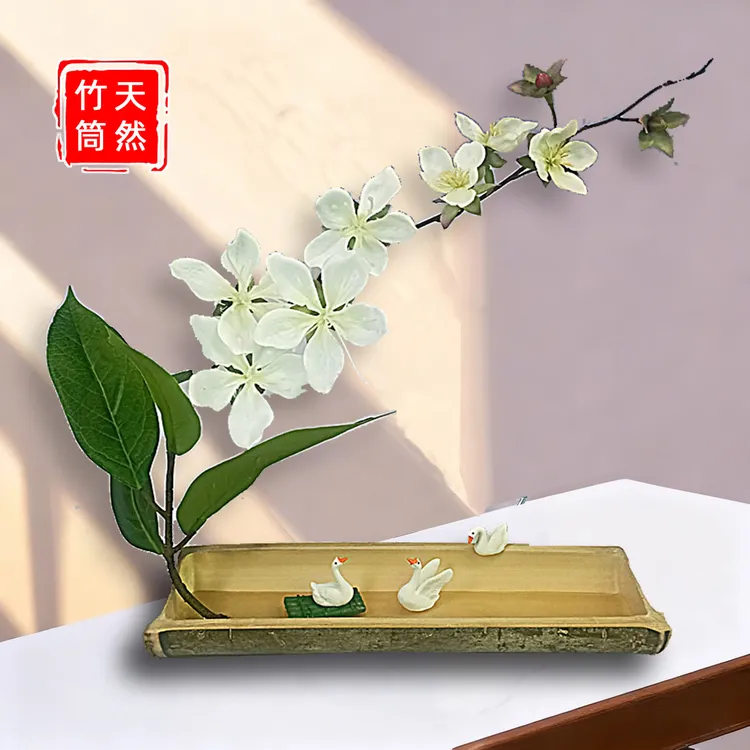 微景观竹盆景花艺摆件仿真花水培治愈系桌工艺品装饰创意假花盆栽