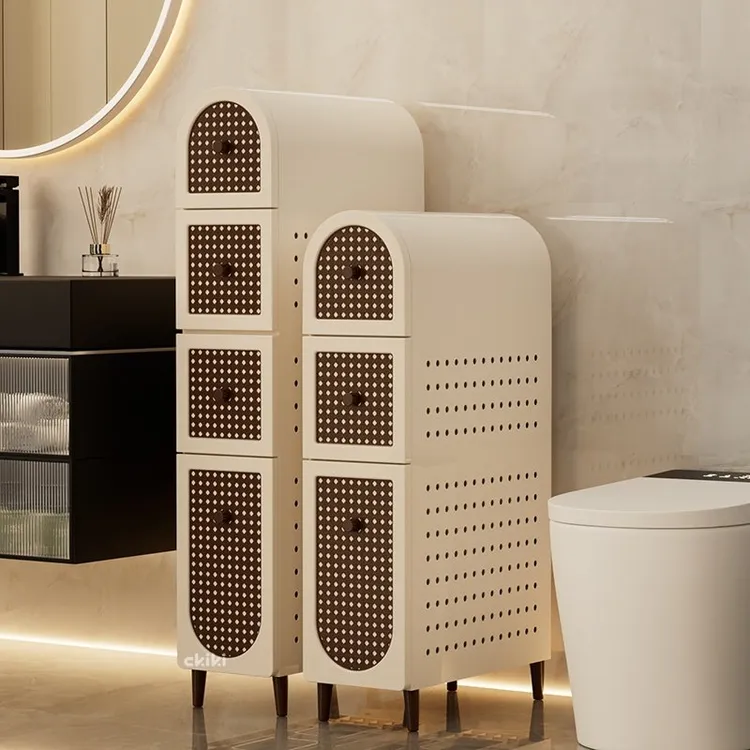 卫生间置物架中古风抽屉式储物柜零食柜多层免安装收纳柜家用卧室