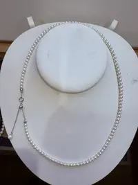 3mm天然淡水小珍珠项链S925银尾链，假一赔4，时尚百搭经典