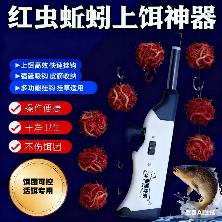（2025新款上饵器）四海伴侣红虫蚯蚓面包虫上饵器野钓黑坑上钩