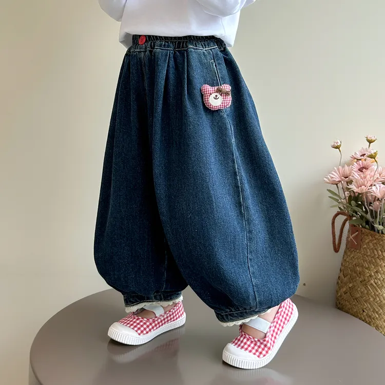 女童牛仔裤秋季2025新款洋气儿童韩版裤子宝宝秋装百搭宽松灯笼裤