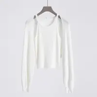 5198【马琦尧专属】朗文斯汀纯色拼接吊带洋气两件套LDMG31115198