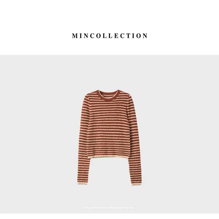DE Mincollection圈圈条纹衫/缪系混纺圈圈纱减龄条纹针织衫40434