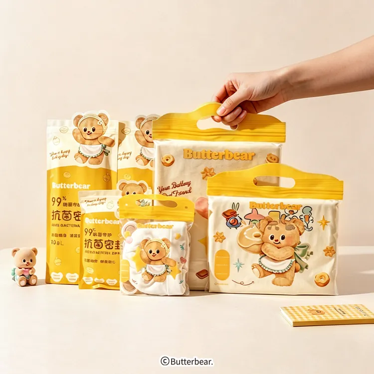 【摩登主妇&黄油小熊】手提密封袋保鲜袋食品级早餐袋水果收纳袋-zb
