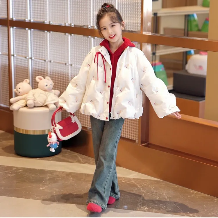 媛媛公主2025冬季女童百搭加厚保暖刺绣羽绒服15415R469
