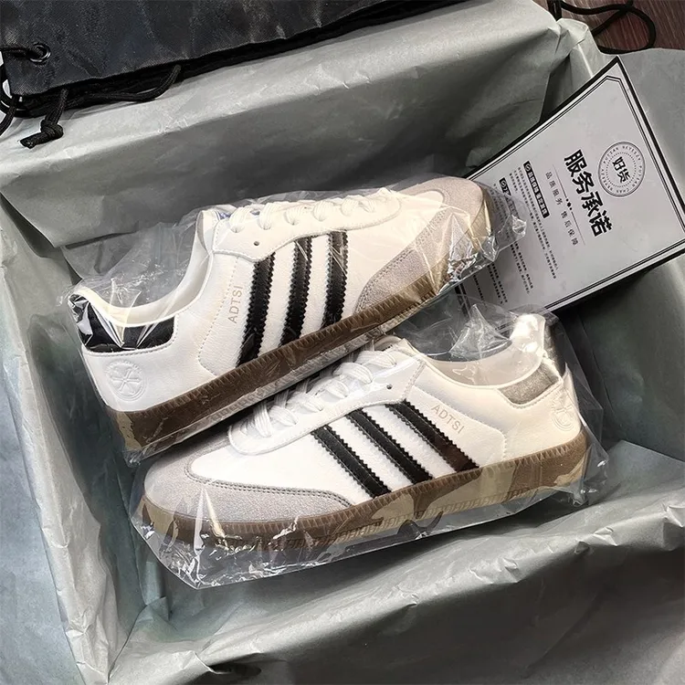 官方正品过验三杠德训鞋男女鞋2025秋季新款情侣运动透气休闲板鞋