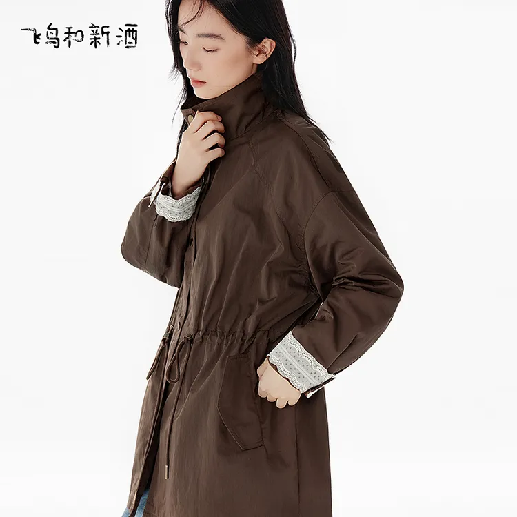 飞鸟和新酒秋季廓形显瘦美拉德穿搭风休闲风衣式短外套FD55072009