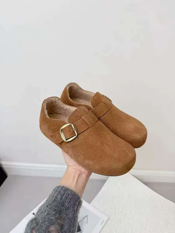 磨砂皮真皮勃肯鞋女2025秋季新款一脚蹬软底休闲单鞋