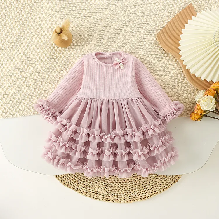 春秋新款女童连衣裙周岁拜年服甜美童装婴幼宝宝公主裙蛋糕蓬蓬裙