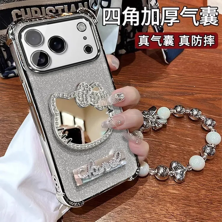 适用苹果17ProMax手机壳16e创意15Plus女款14镜子13支架12挂绳11