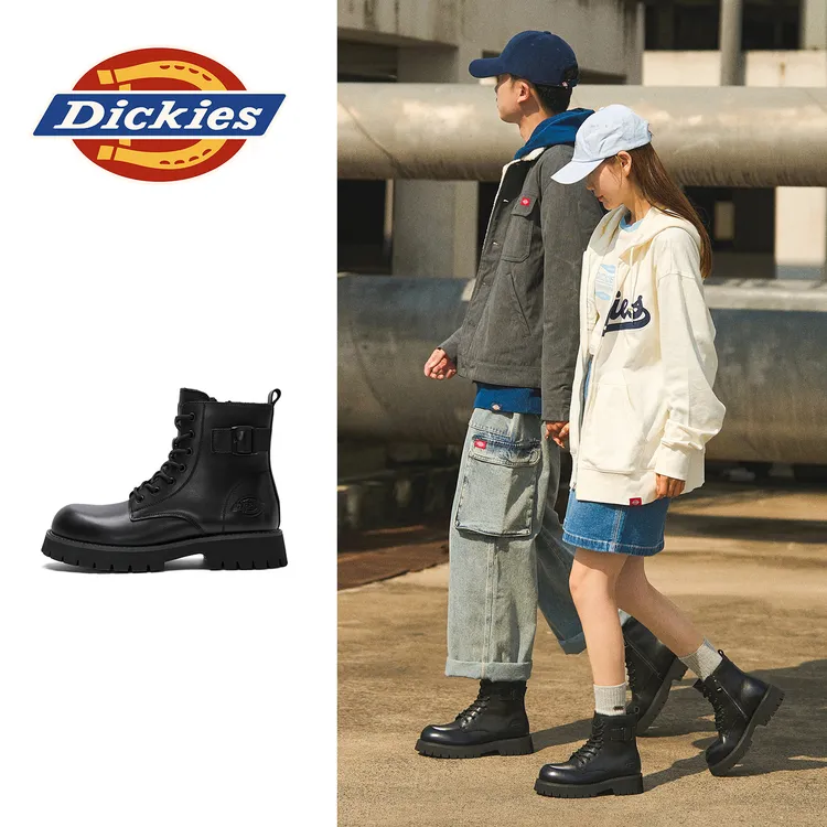 Dickies新款男鞋厚底英伦风加厚保暖舒适男士加绒时尚百搭马丁靴