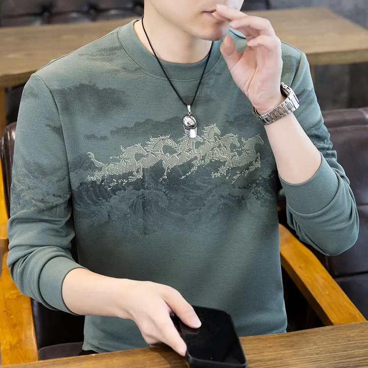 【骏驰系列】高端卫衣男25新款潮流印花打底衫男设计感潮牌长袖内搭