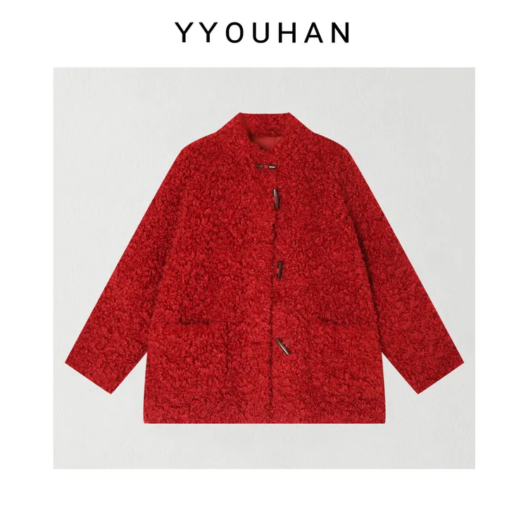 月月 2025冬季设计大口袋限定新年战袍毛毛平替外套 2512C9451