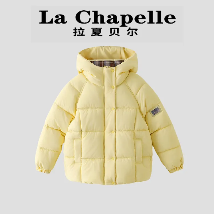 La Chapelle【拉夏贝尔】冬季洋气儿童格子拼接连帽棉服LA2775