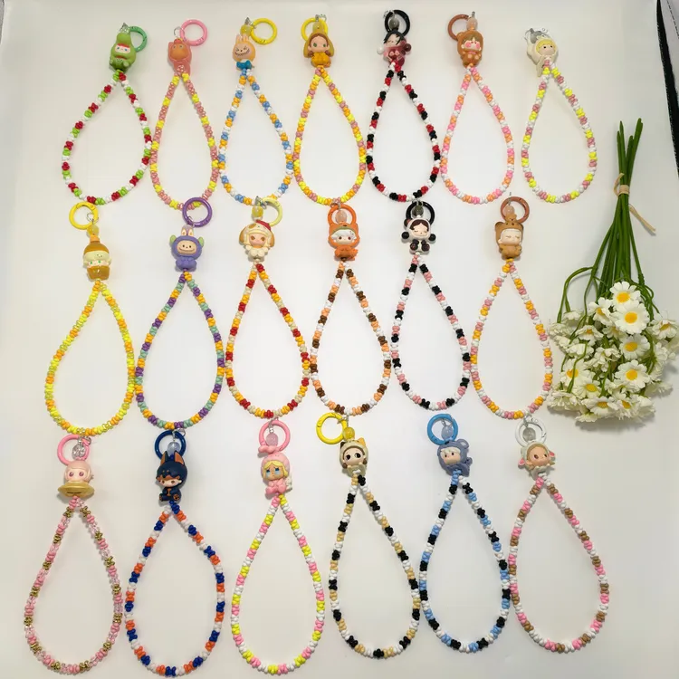 正版泡泡玛特手工diy防丢绳手机挂件