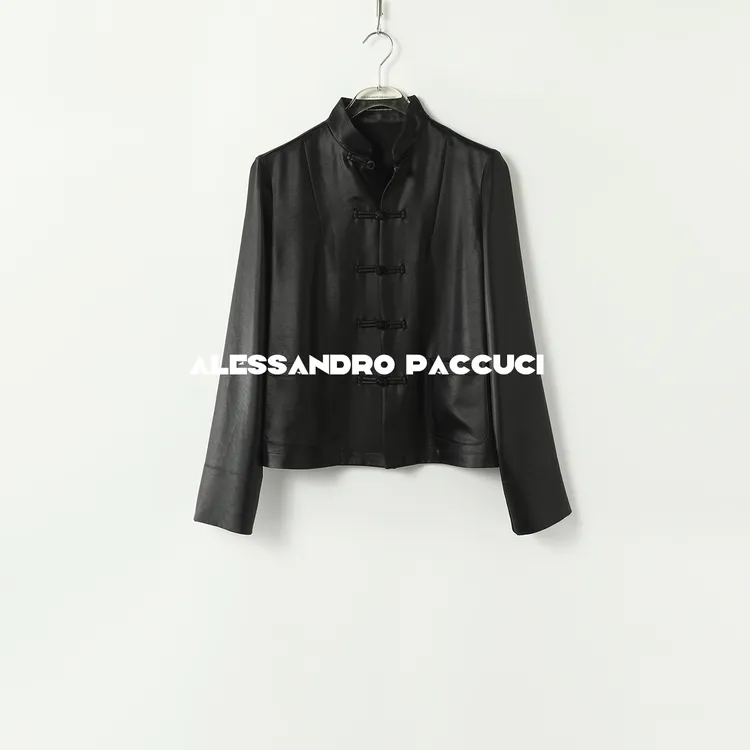 AP洛哥43026UG【黑标/底蕴东方】日本进口三醋酸仿皮新中式立领外套